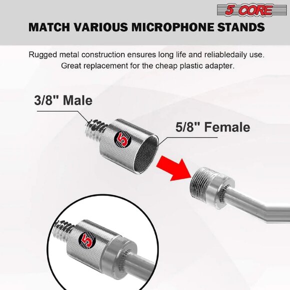 5Core Mic Stand Adapter 12Pcs 5/8 Female - 1/4 Inch Male Screw Connector - Picture 5 of 8